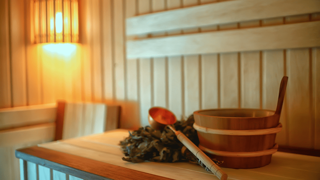 inside a two-person sauna