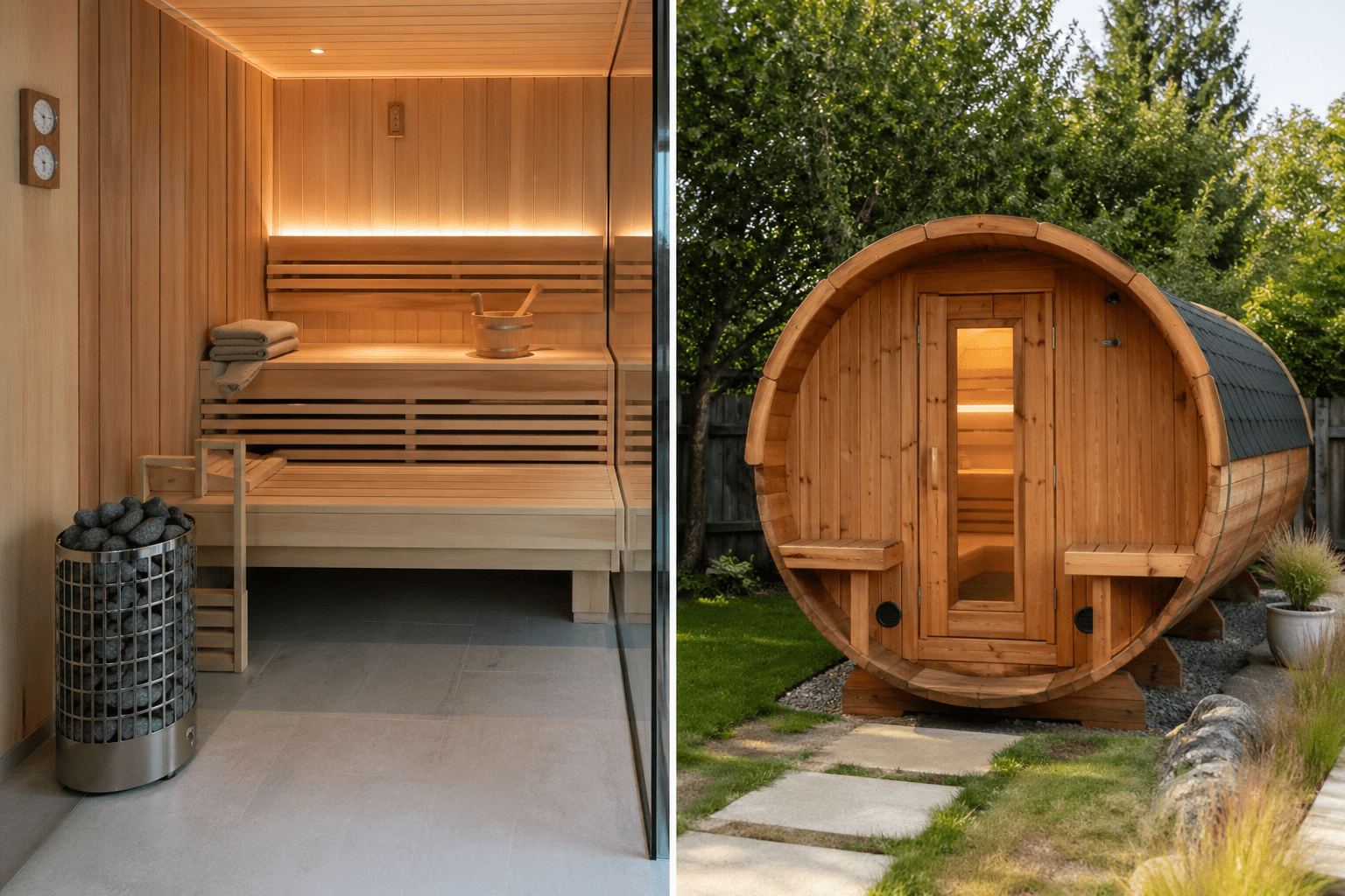 indoor vs outdoor sauna