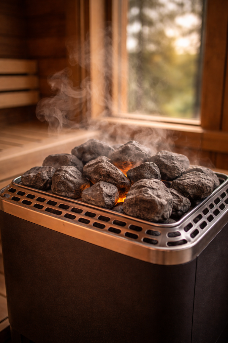 sauna heat to 180°F.