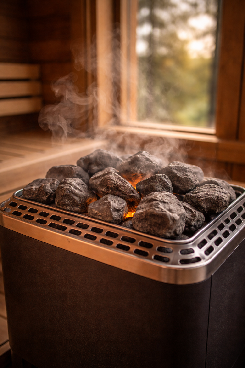 sauna heat to 180°F.