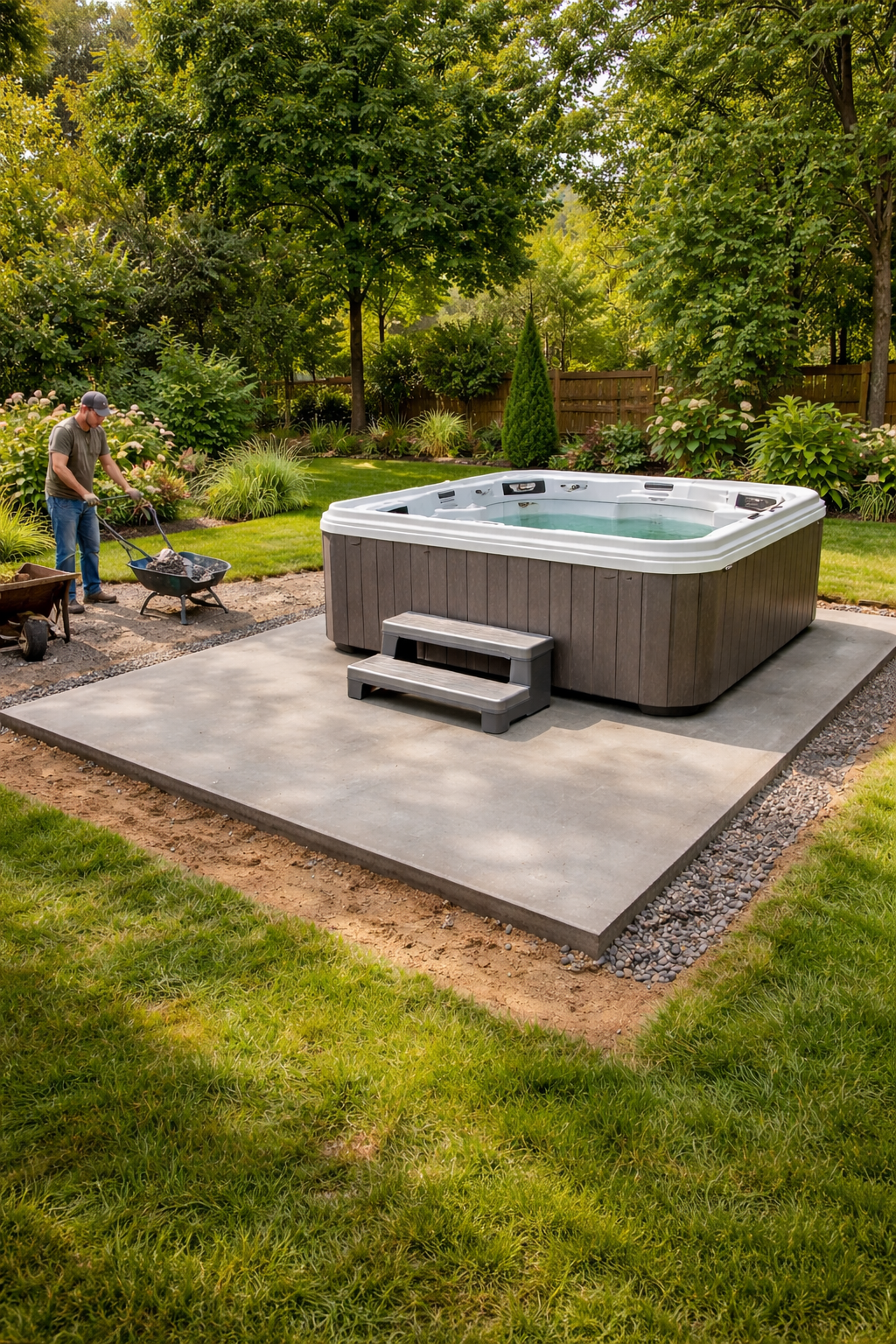 hot tub foundation requirements concrete pad installation