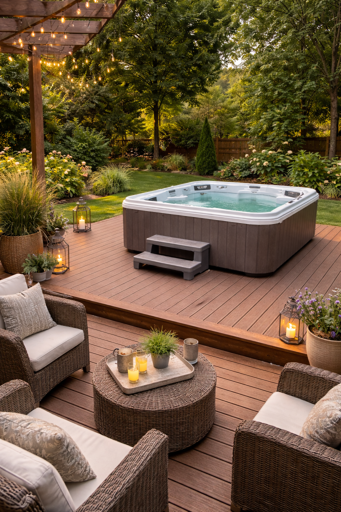 hot tub on a deck