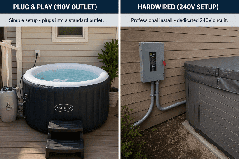 plug and play vs 240V hot tub installation