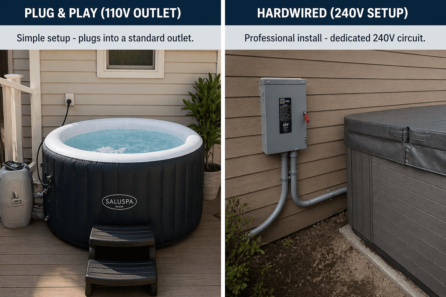 plug and play vs 240V hot tub installation
