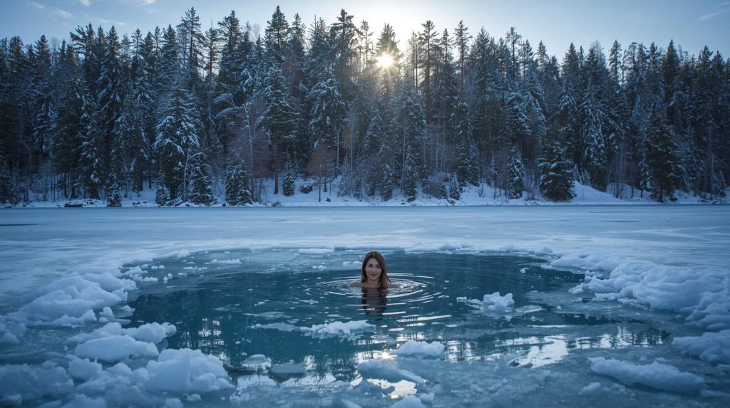  cold plunge tub in ice water