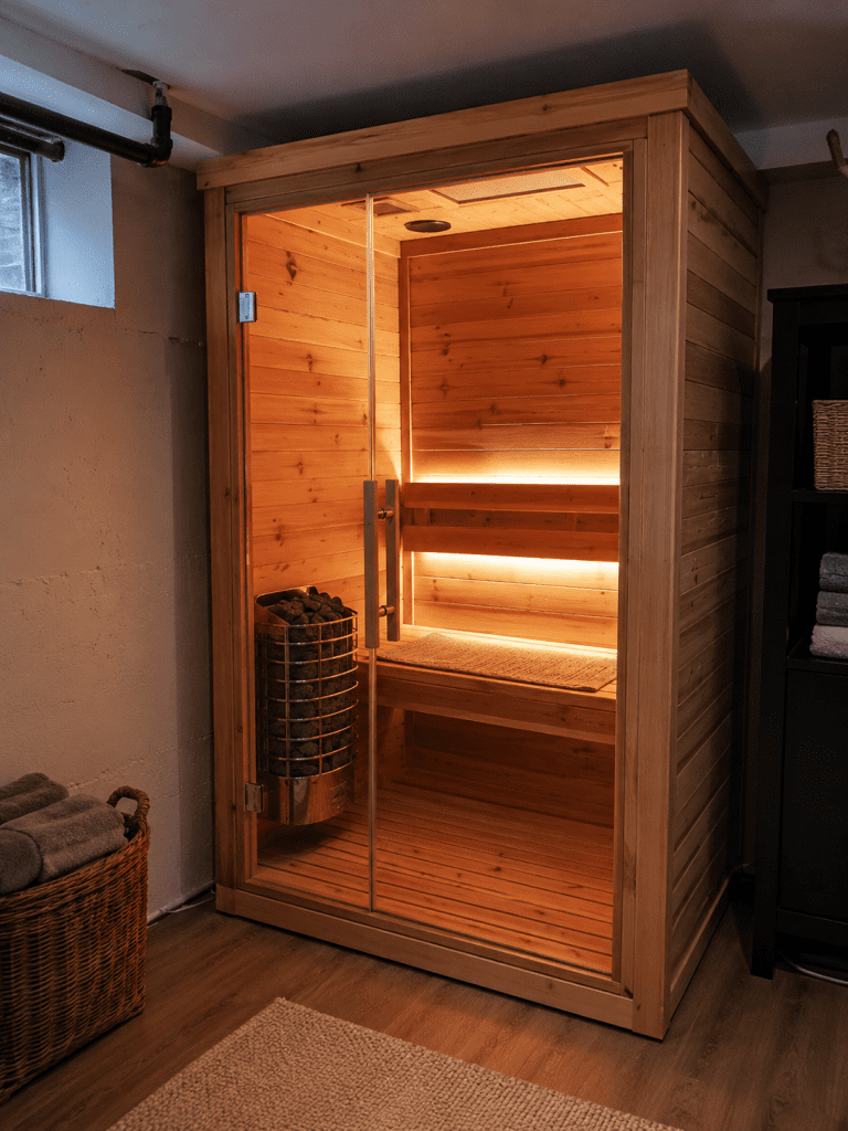 sauna vs steam room small spaces comparison in compact home installation]