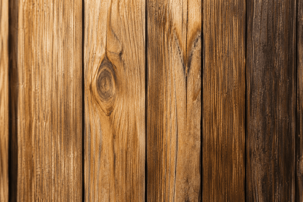 close up of weathered cedar sauna wood showing texture and grain detail