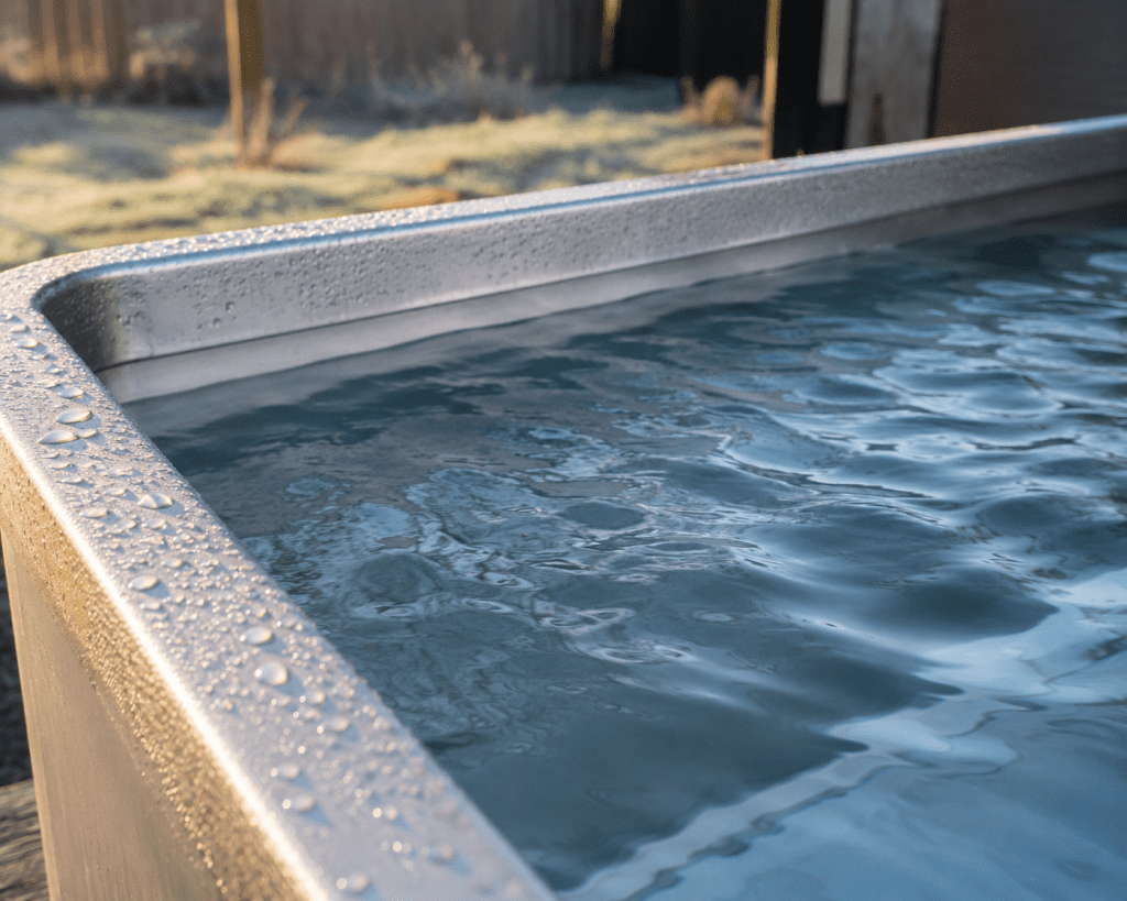 cold plunge tub water surface showing condensation — daily cold plunging hygiene