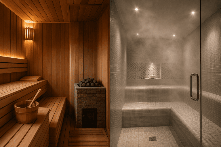 steam room vs sauna heat up time comparison
