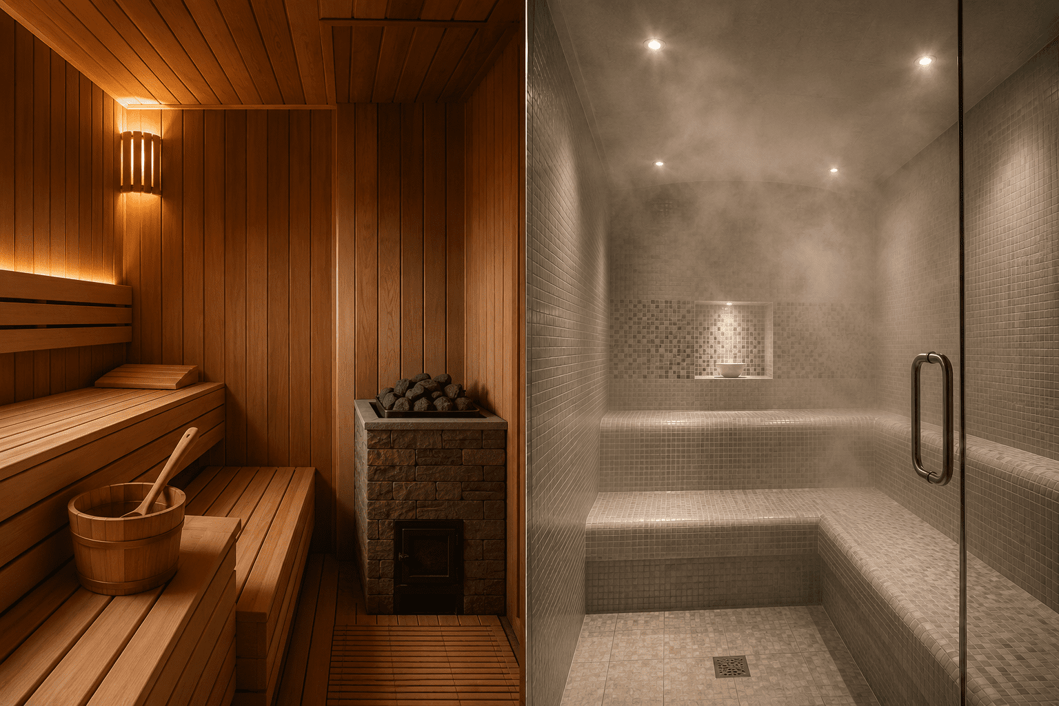 steam room vs sauna heat up time comparison