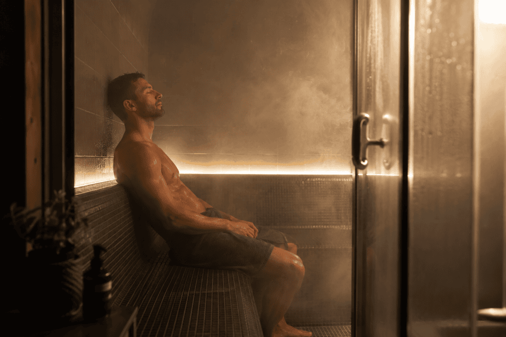 steam room in use at home 
