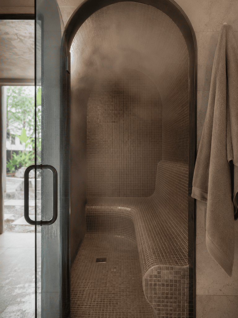  home steam room enclosure with domed ceiling