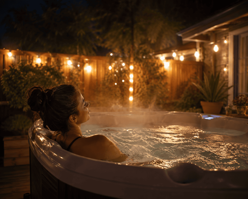 evening hot tub soak at home |