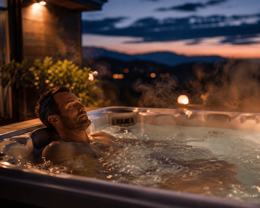  evening hot tub soak with clear water 